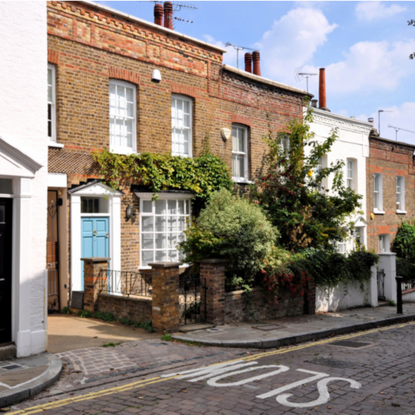 A row of terraced cottages in the UK