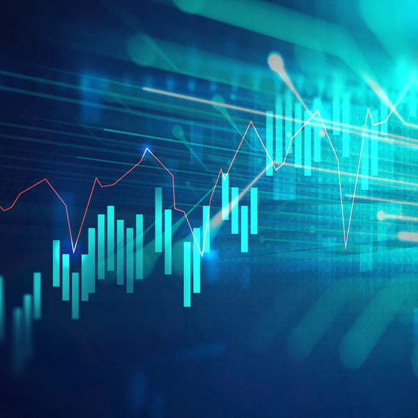 Financial stock market graph on an abstract background.