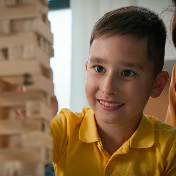 A family playing a game together.