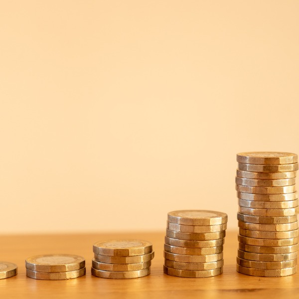 Stacks of £1 coins.