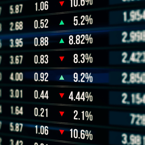 A screen showing stock market movements.
